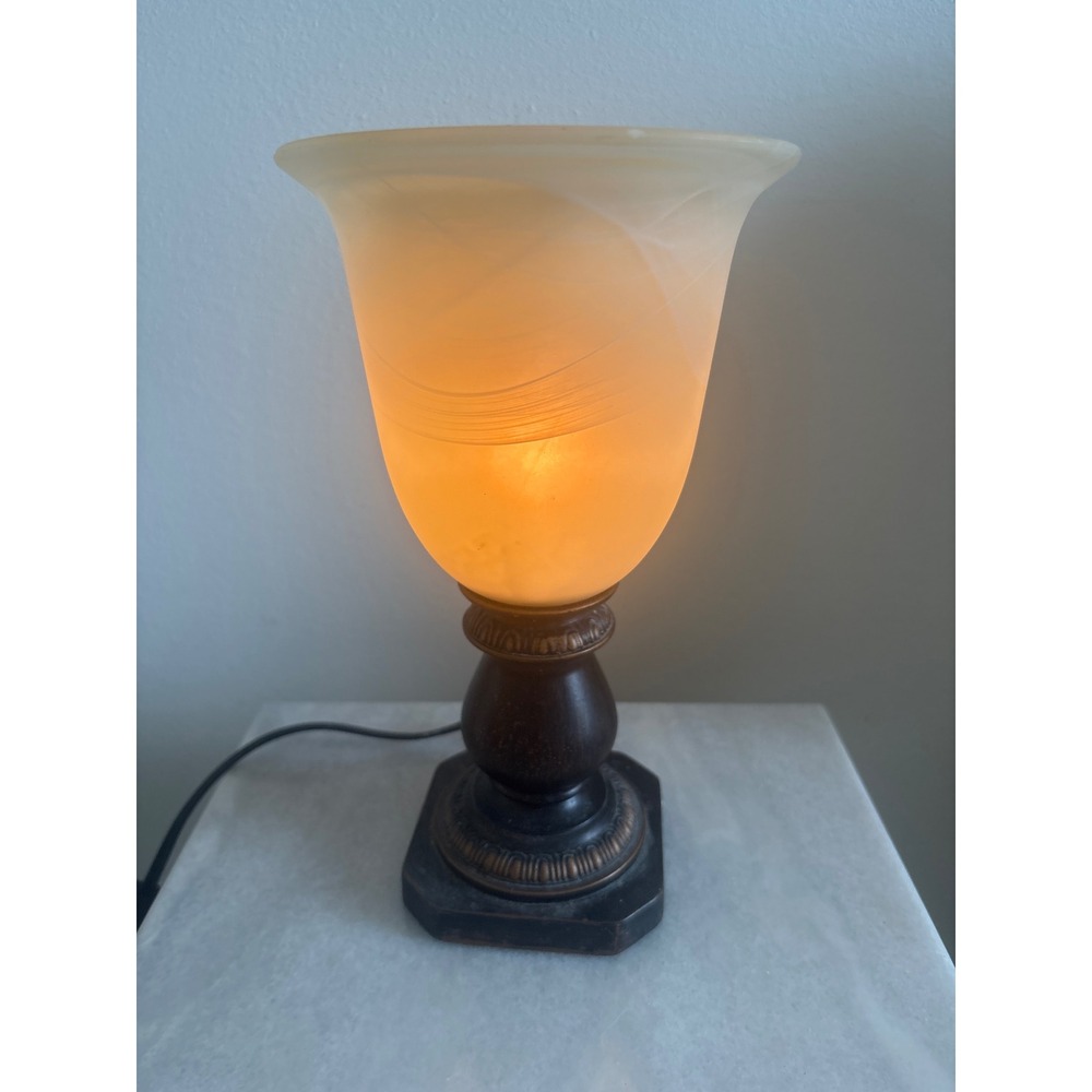 Vintage Create Success Traditional Bronze Accent Lamp Frosted Amber Glass Shade